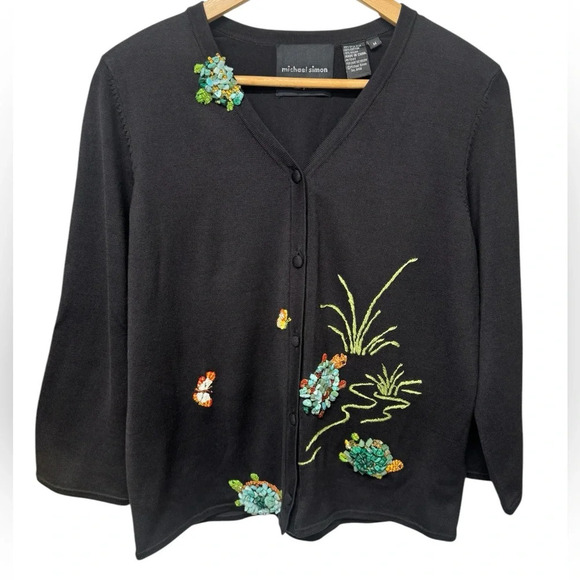 Michael Simon New York Vintage
Jewelled Turtles Cardigan Silk Blend - Picture 1 of 10